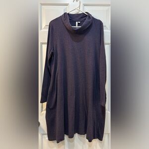PureJill Cowl Neck Pullover Shirt Dress Pockets Holiday Long Sleeve Size L